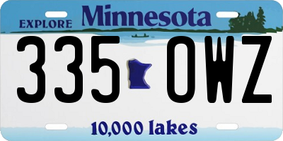 MN license plate 335OWZ