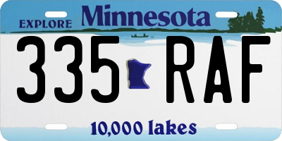 MN license plate 335RAF