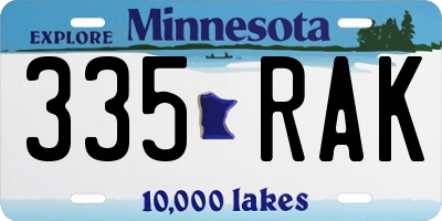 MN license plate 335RAK