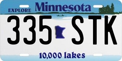 MN license plate 335STK