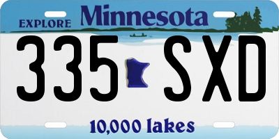 MN license plate 335SXD
