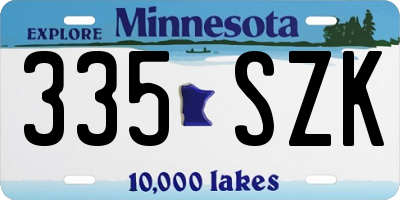 MN license plate 335SZK