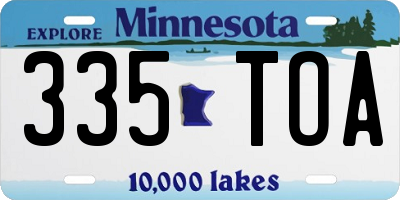 MN license plate 335TOA