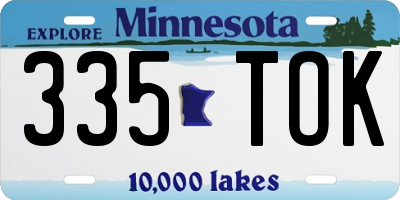 MN license plate 335TOK