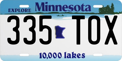 MN license plate 335TOX