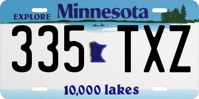 MN license plate 335TXZ