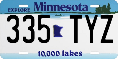 MN license plate 335TYZ