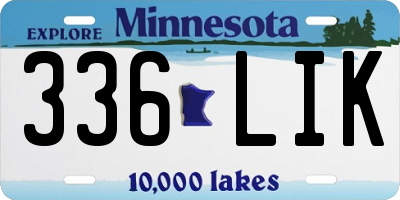 MN license plate 336LIK