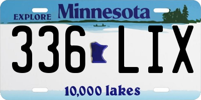 MN license plate 336LIX