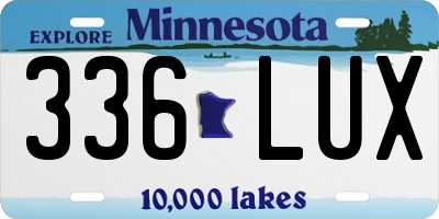 MN license plate 336LUX