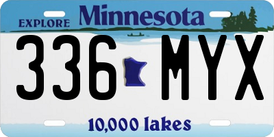 MN license plate 336MYX