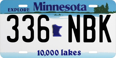 MN license plate 336NBK
