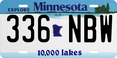 MN license plate 336NBW