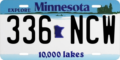 MN license plate 336NCW