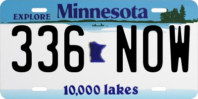 MN license plate 336NOW