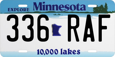 MN license plate 336RAF