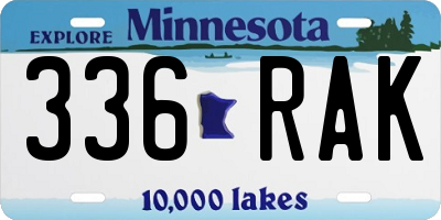 MN license plate 336RAK