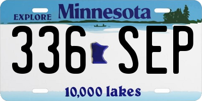 MN license plate 336SEP