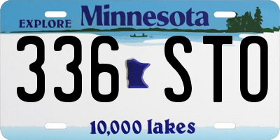 MN license plate 336STO