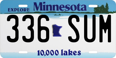 MN license plate 336SUM