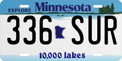 MN license plate 336SUR