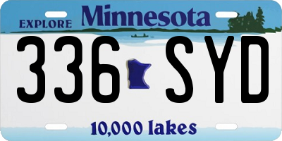 MN license plate 336SYD