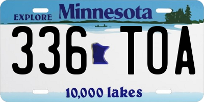 MN license plate 336TOA