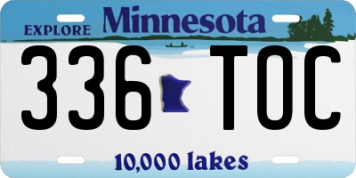 MN license plate 336TOC
