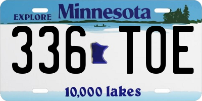 MN license plate 336TOE
