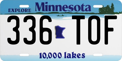 MN license plate 336TOF