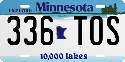 MN license plate 336TOS