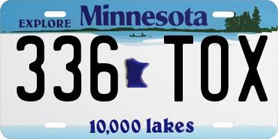 MN license plate 336TOX