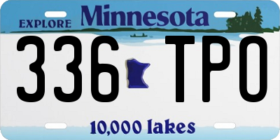 MN license plate 336TPO