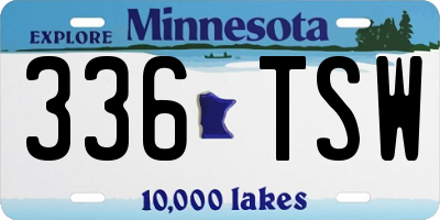 MN license plate 336TSW