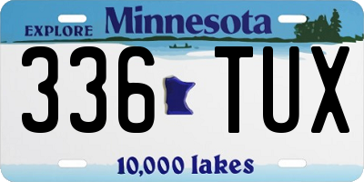 MN license plate 336TUX