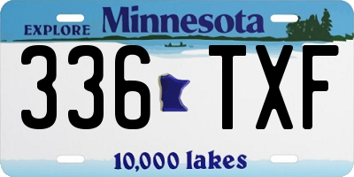 MN license plate 336TXF