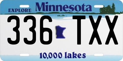 MN license plate 336TXX