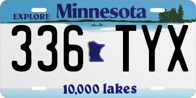 MN license plate 336TYX