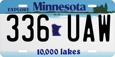 MN license plate 336UAW