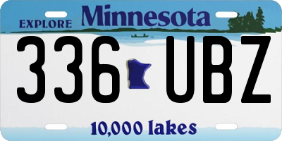 MN license plate 336UBZ