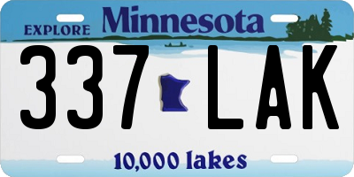 MN license plate 337LAK