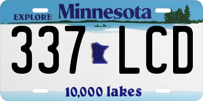MN license plate 337LCD