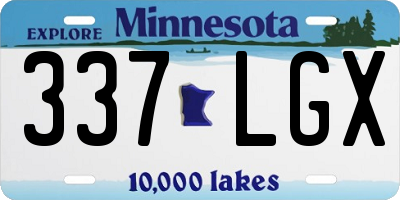 MN license plate 337LGX