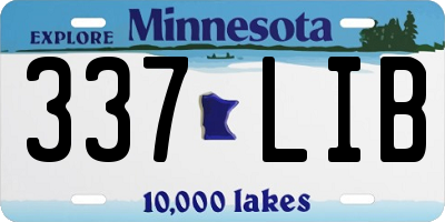 MN license plate 337LIB