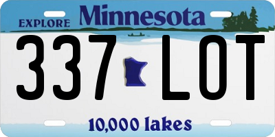 MN license plate 337LOT