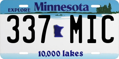 MN license plate 337MIC