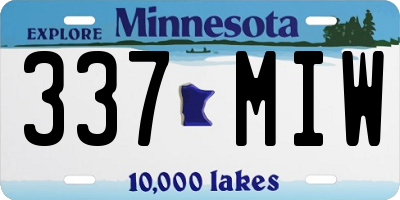 MN license plate 337MIW