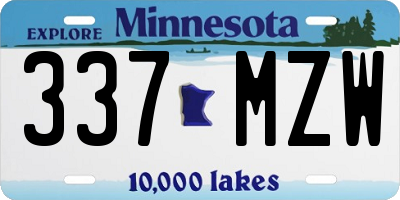 MN license plate 337MZW