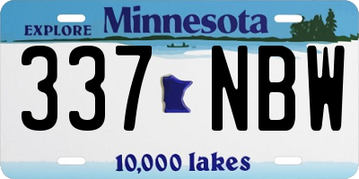 MN license plate 337NBW