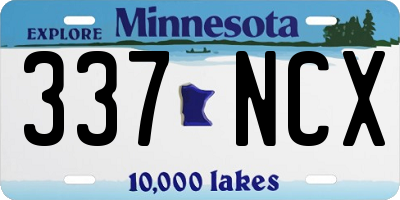 MN license plate 337NCX